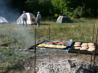 Breakfast while camping with Outrider Horseback Riding